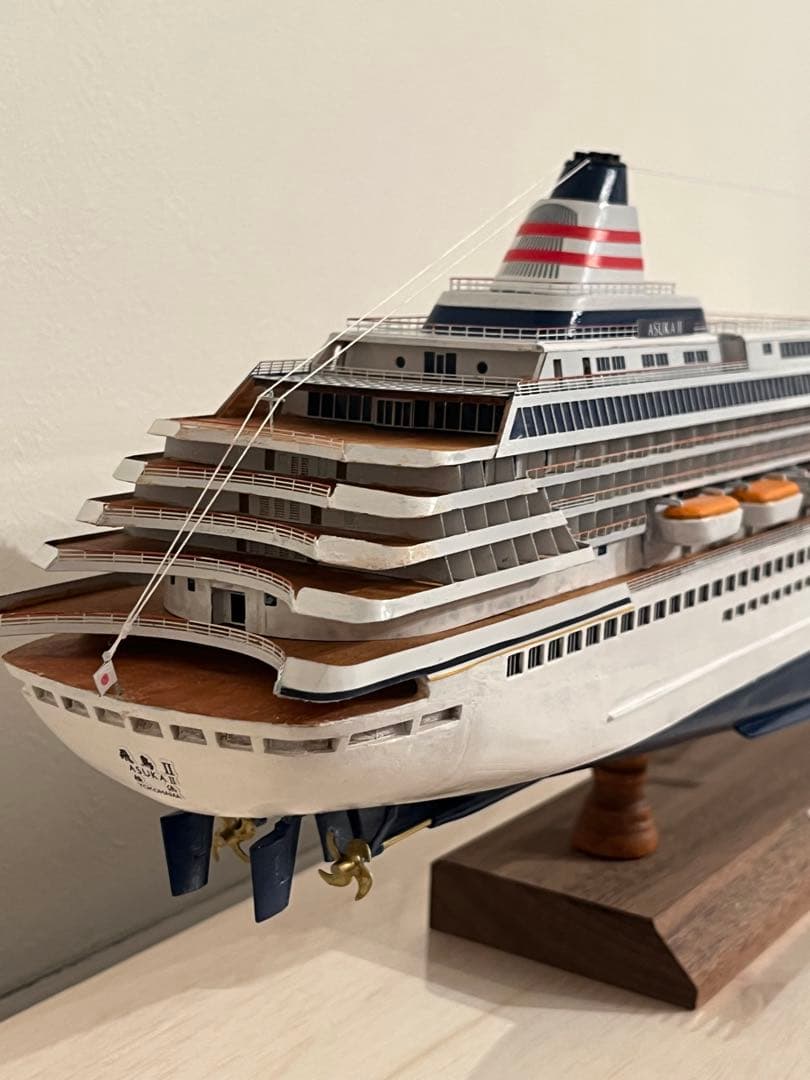 飛鳥II 完成品　木製型　船　モデル　ウッディジョー　手作り