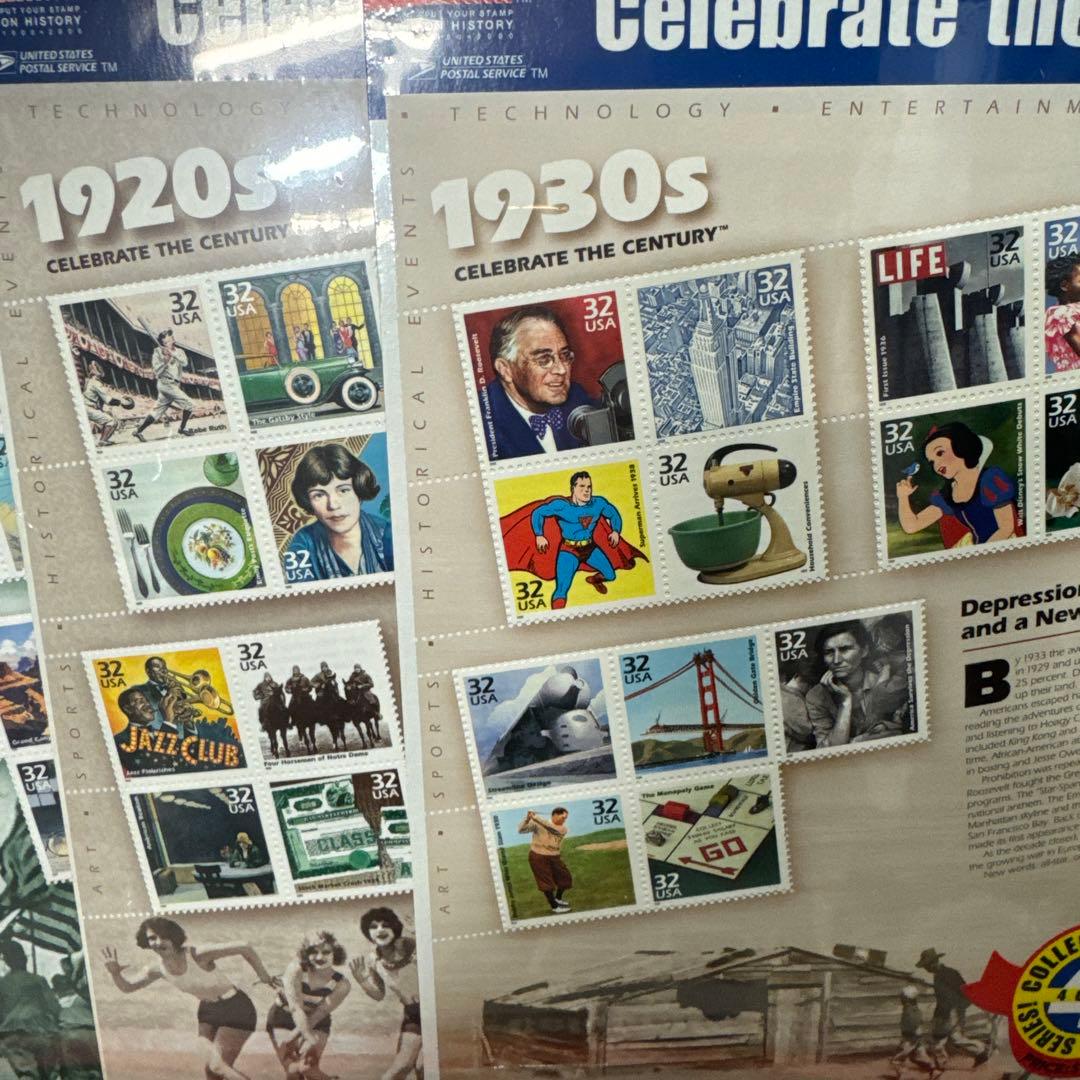 ★＄高騰【USA　切手シート1900年～1980年まで10枚まとめて】未使用★