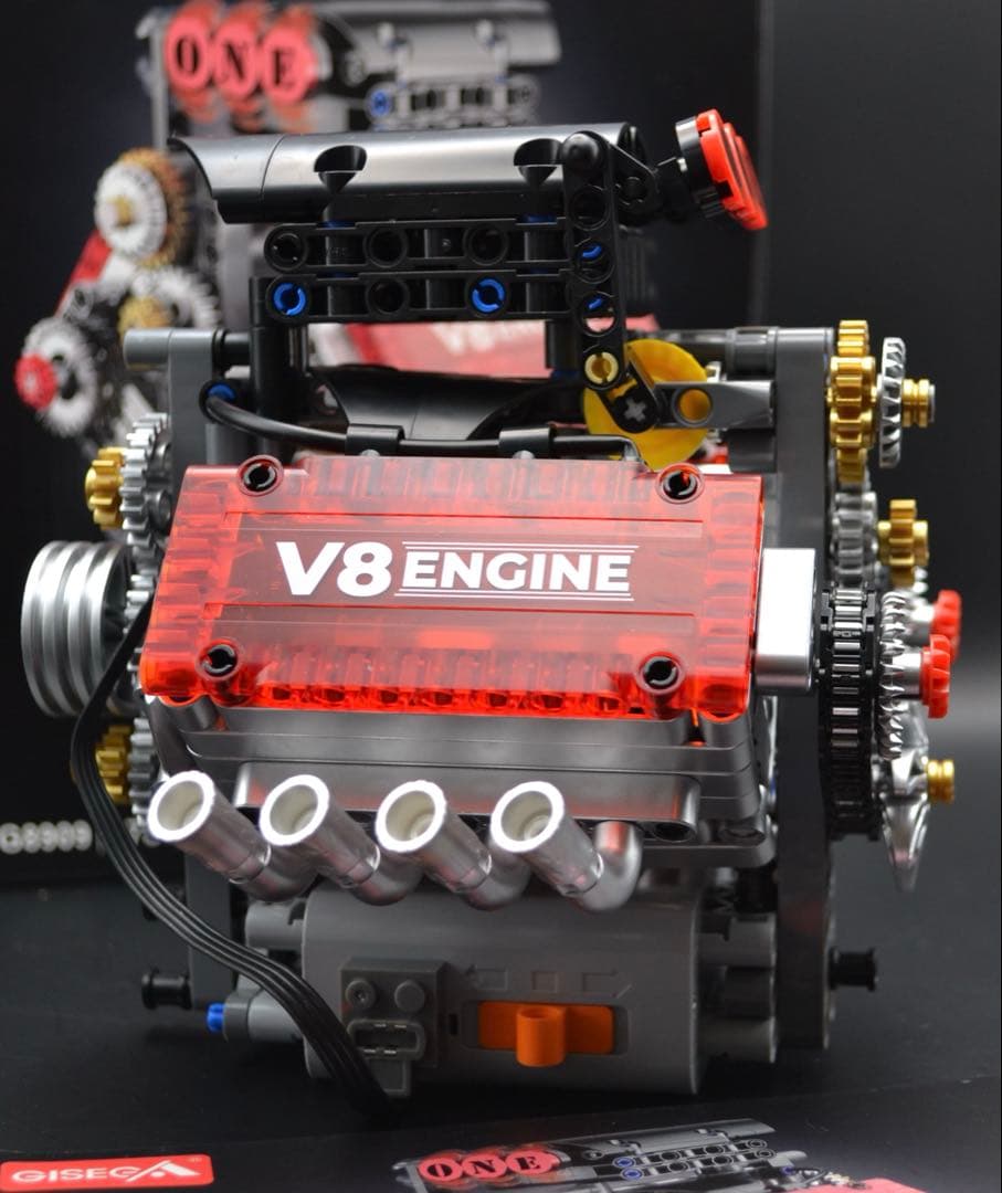 V8エンジン ブロック模型 組み立て済み 可動モデル｜箱・説明書付き