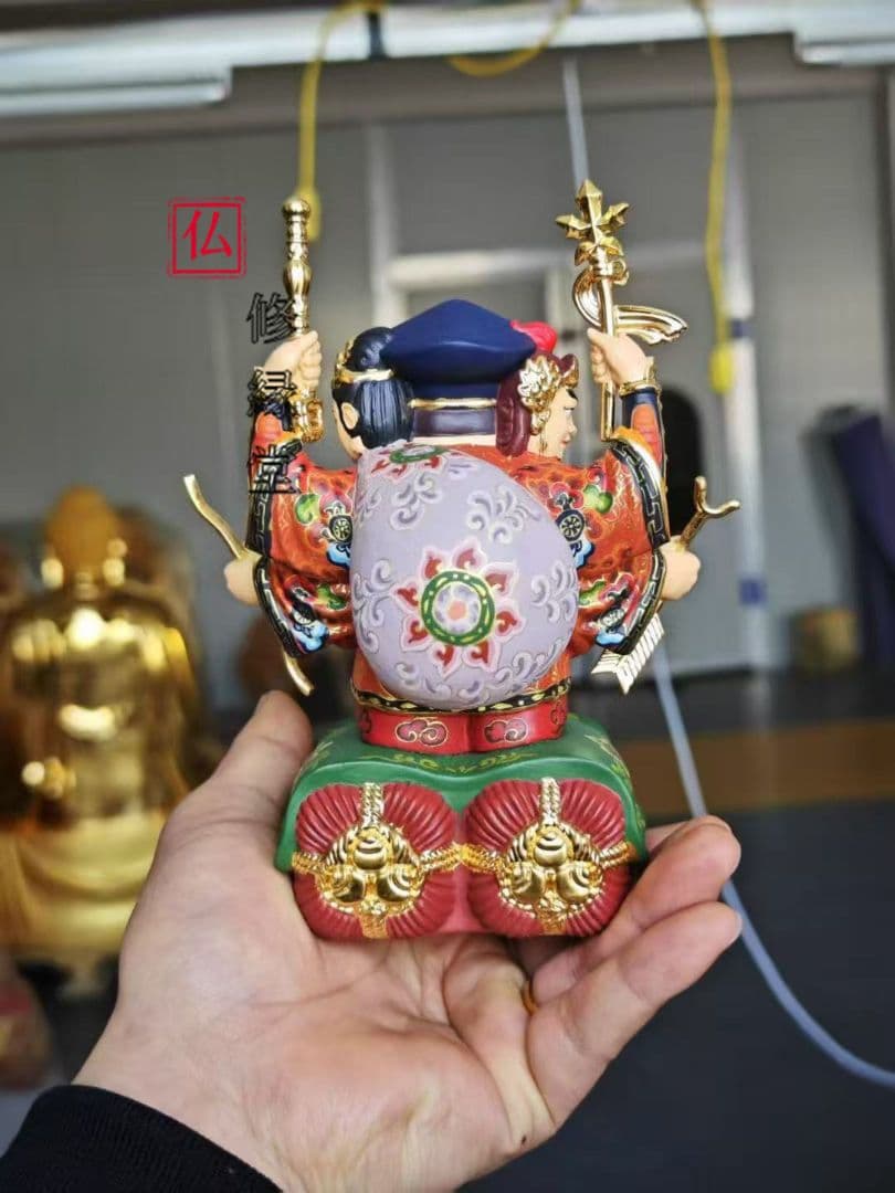 【修縁堂】古美術品 16CM 三面 塗り絵です 大黒天