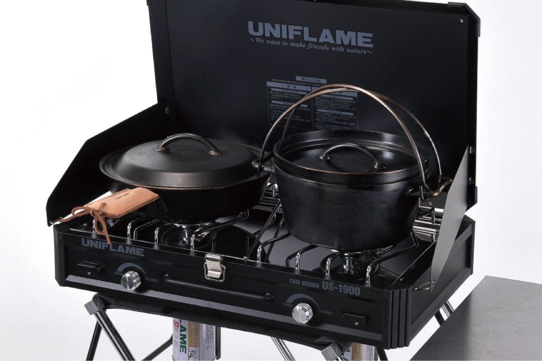 廃盤品 ユニフレーム US-1900 ツインバーナーコンロ ブラック LTD 黒