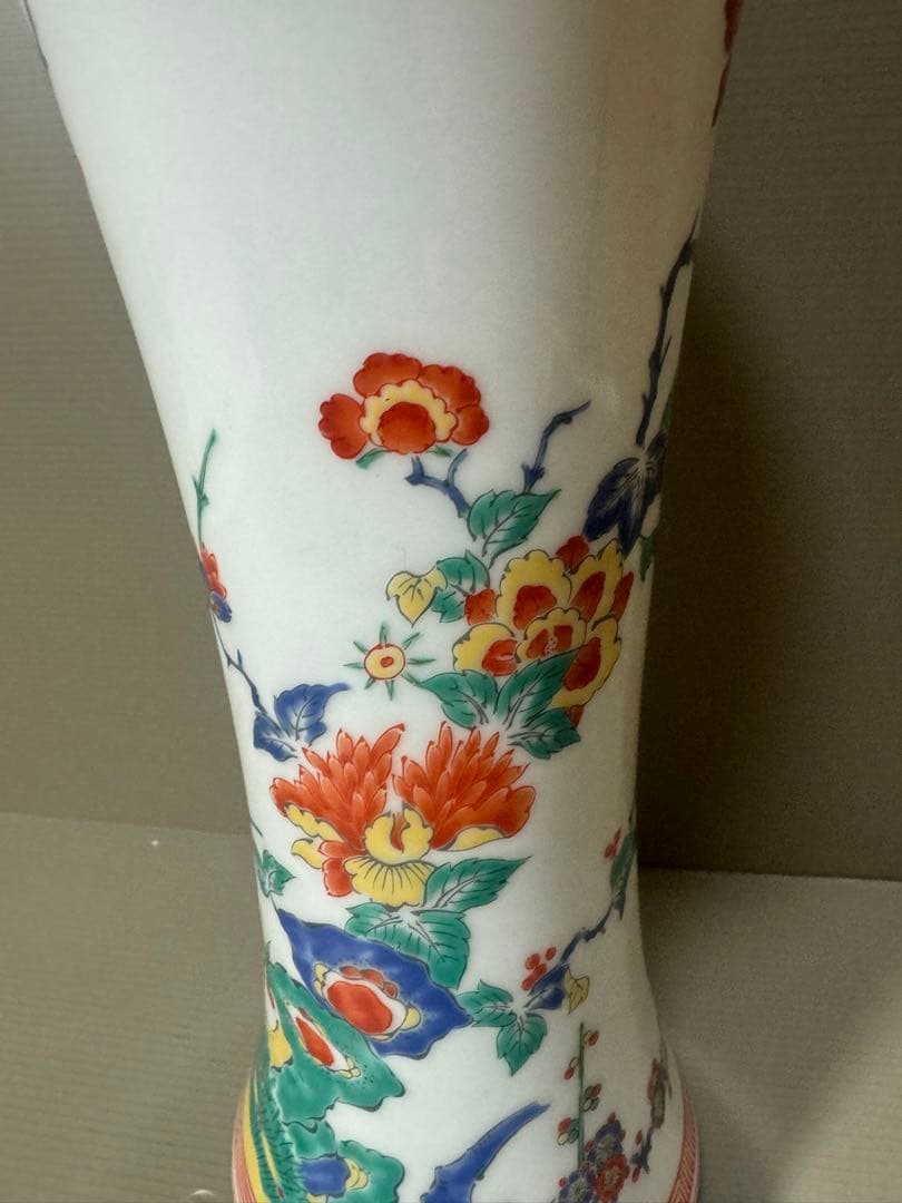 2141  其泉　色絵岩牡丹　梅竹文　花瓶