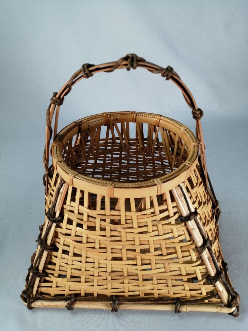 【茶事具】手付き四方籠　花籠　花入229