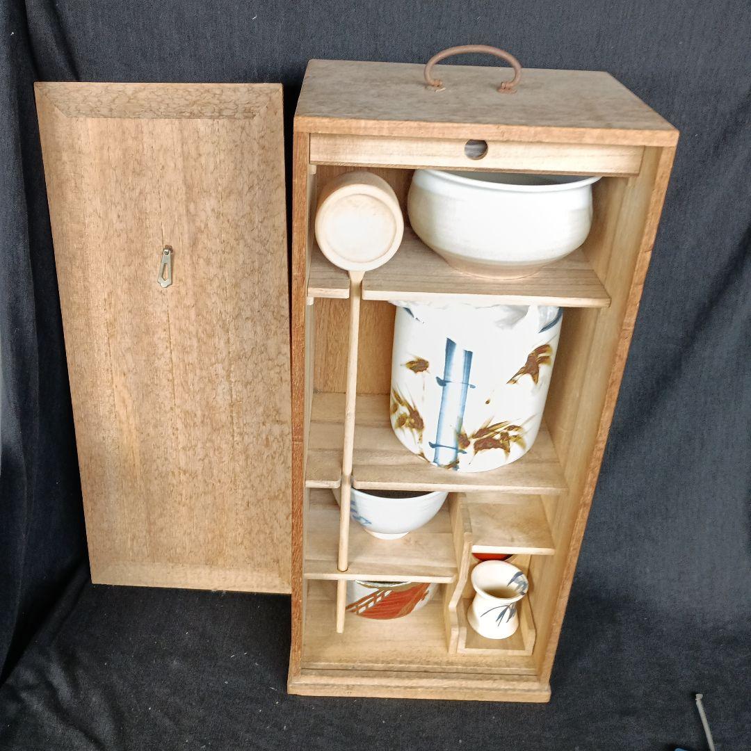 短冊　お点前セット　9点　茶筅なし　木箱に汚れあり