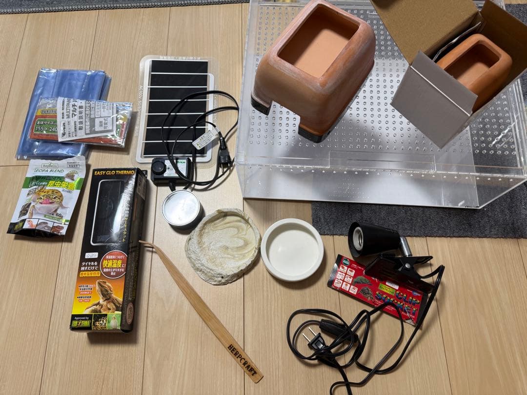 爬虫類ケージ　ヒーター　ピンセット　セット