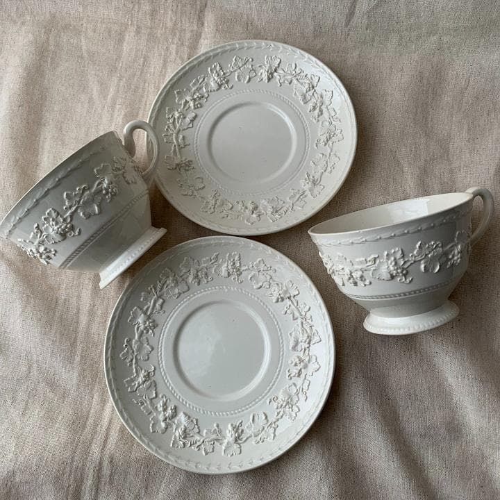 アンティーク オールドウェッジウッド カップ&ソーサー2セット クィーンズウェア