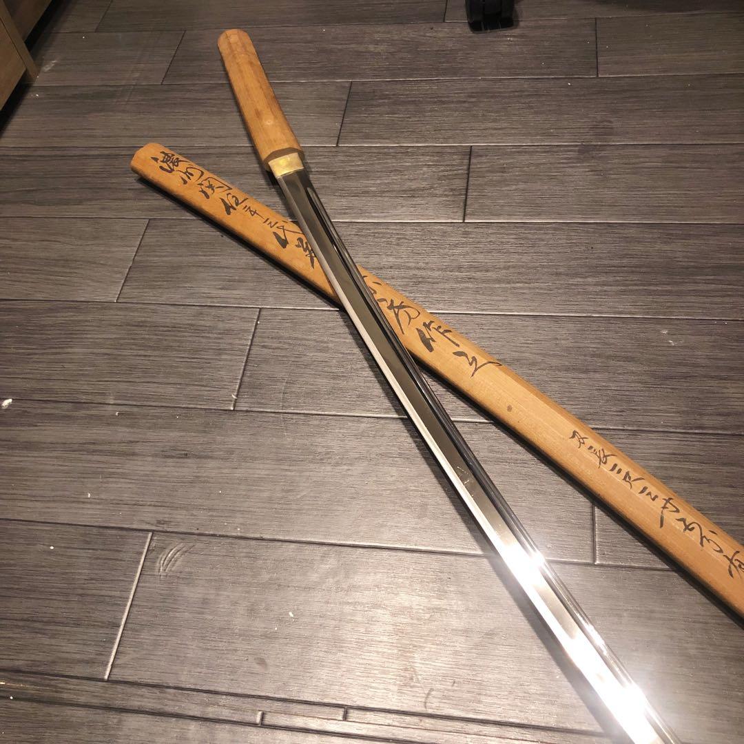 最高級模造刀 白鞘 樋入り刀身　居合刀 濃州関住兼三代藤原兼房　太刀