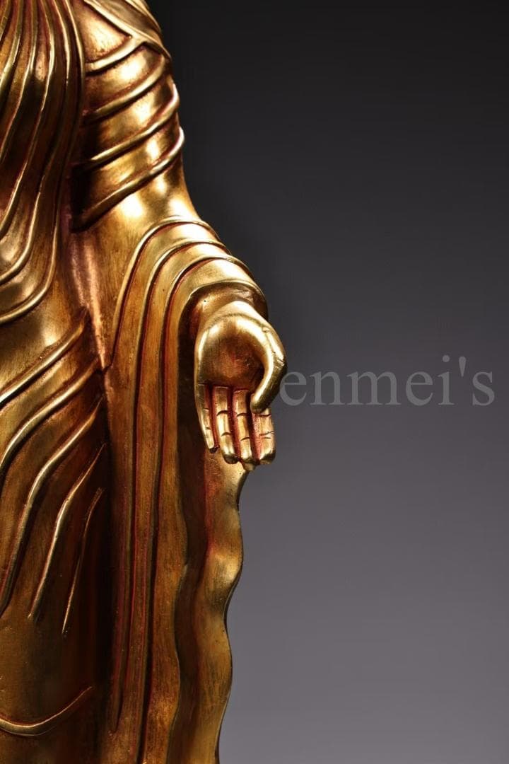 中国古美術・純銅製・鎏金仏像・北魏様式仏像／立像・仏教美術・高浮彫・風水置物