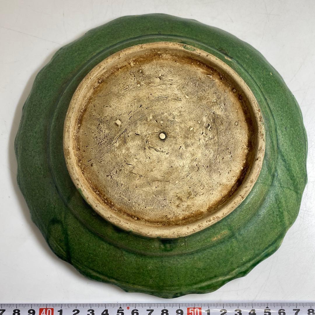 江戸中期　源内焼　草花図　七寸皿　直径21.5㎝　東な8-0121☆2F