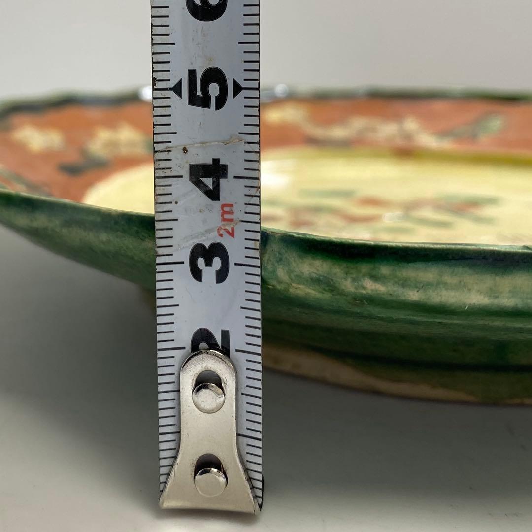 江戸中期　源内焼　草花図　七寸皿　直径21.5㎝　東な8-0121☆2F