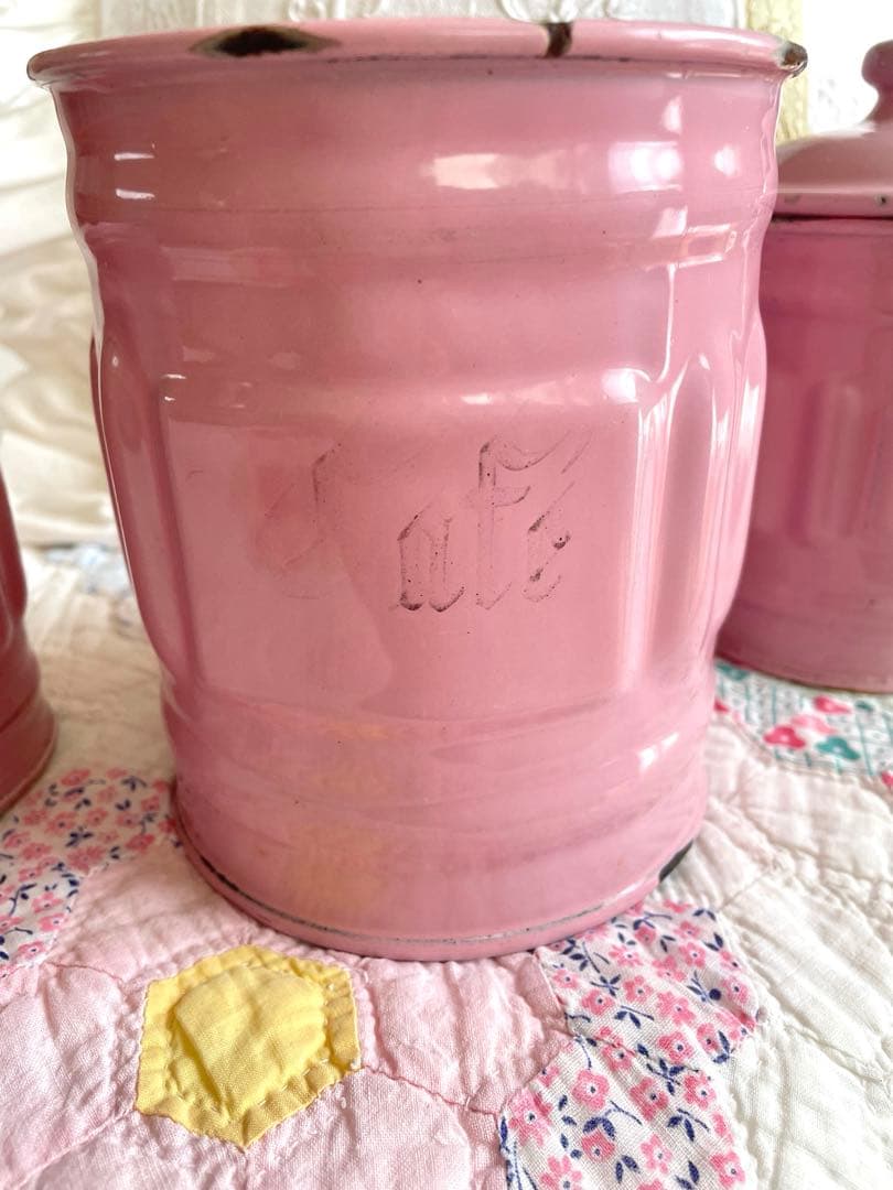 フランスアンティークキャニスター3個 2個蓋なしです·͜· ♡