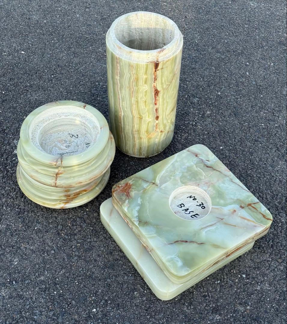 ③高73cm♪ 天然石 大理石 グリーンオニキス 飾り台 オブジェ