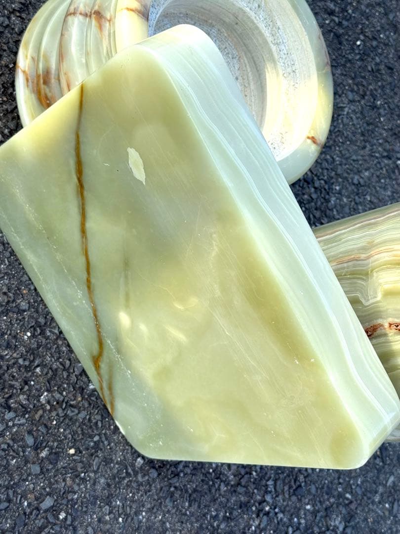 ③高73cm♪ 天然石 大理石 グリーンオニキス 飾り台 オブジェ