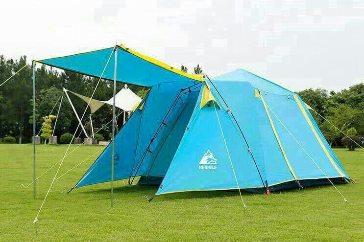 設営簡単 4-5人用テント アウトドア コンパクト 前室あり二重層防水新品未使