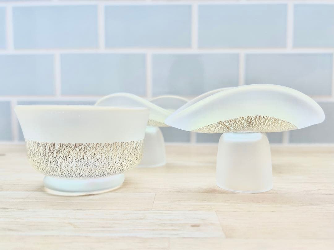 黒木国昭 金彩 鉢 ガラス 小鉢 向付 猪口 和食器 硝子 4点 まとめ売 美品