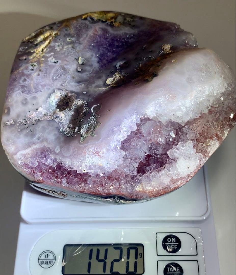 ピンクアメジスト　クラスター原石　1420グラム　置物