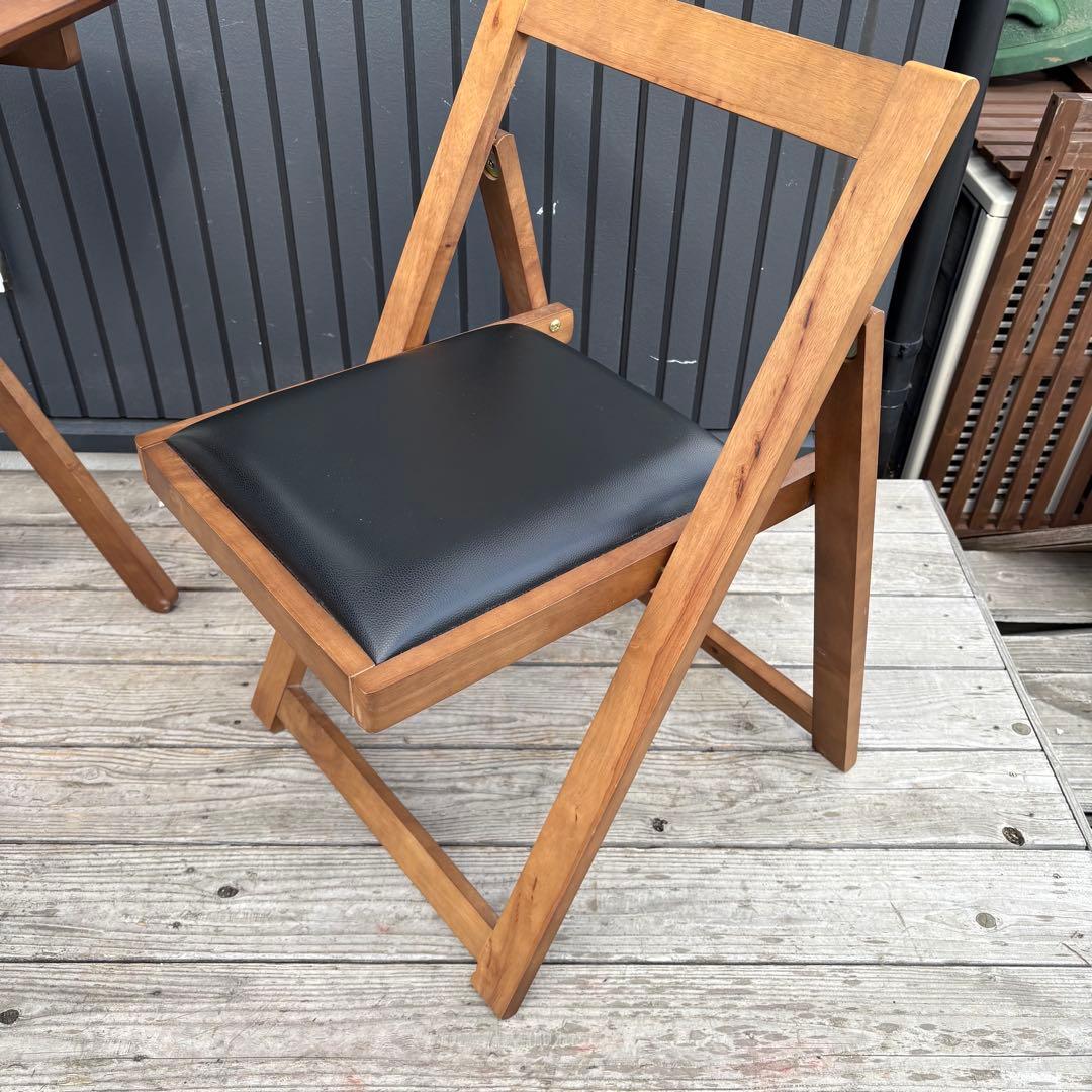 北欧レトロ オーヤマ 木製 折りたたみテーブル 折りたたみチェア セット 古家具