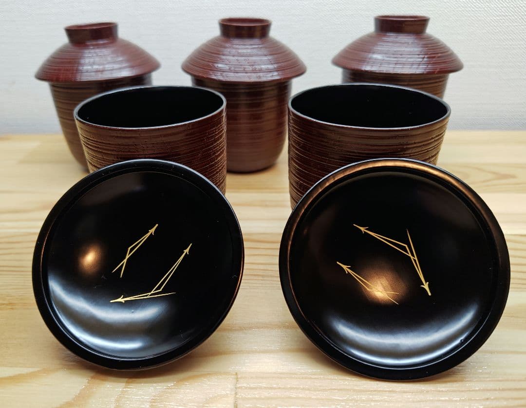 送料込【逢絢亭】茶道具 懐石道具一式セット 山中塗 木製 岡本陽斎 共箱入り