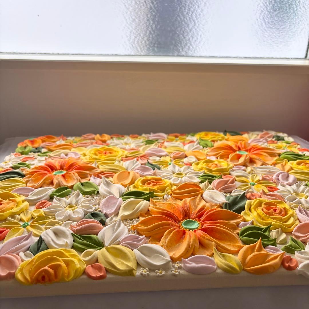 テクスチャーアート　花束　壁掛け　海外　現代アート　花の絵　フラワーアート