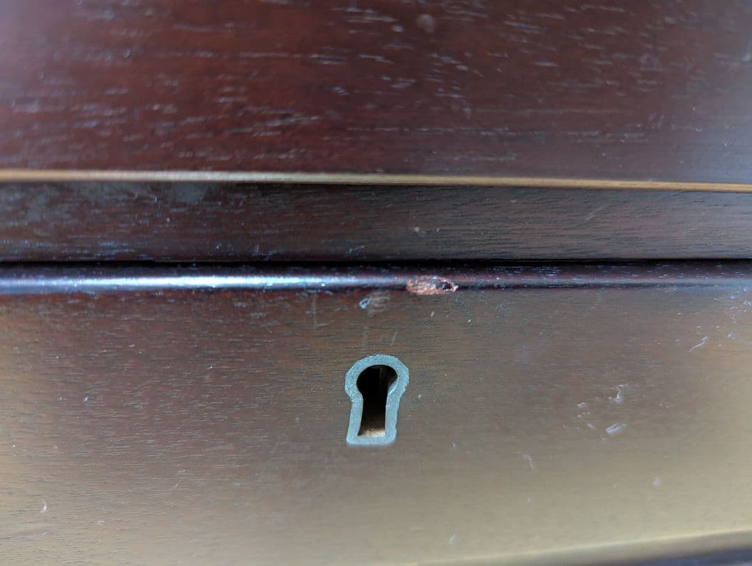 アンティーク カトラリーケース 木製 銀食器 三段 外国製 箪笥 鍵付き