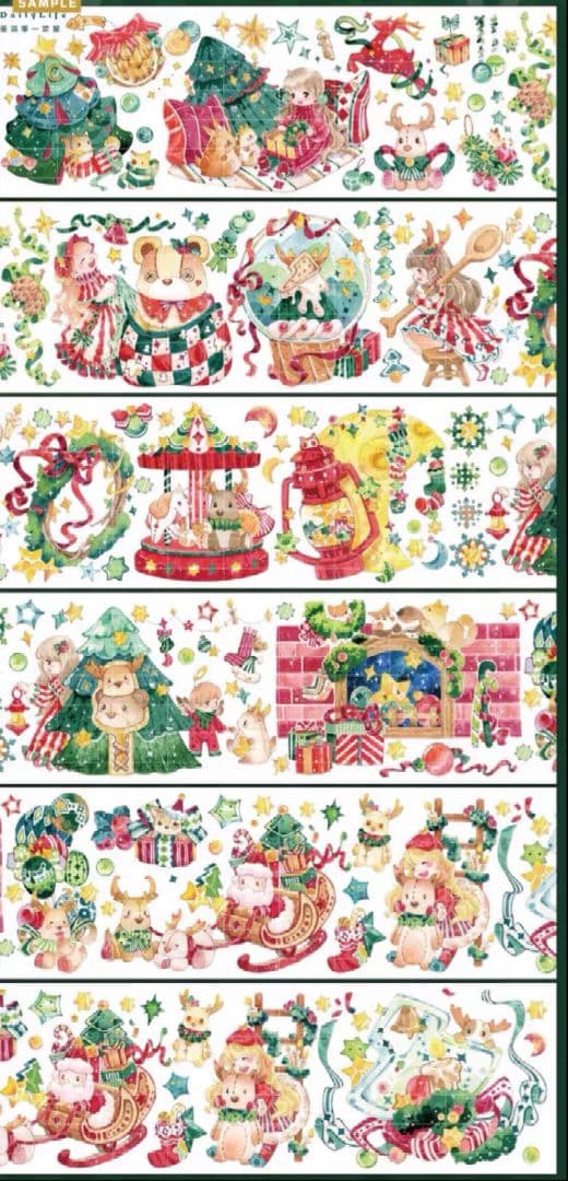 クリスマスSET ★ 海外 マスキングテープ マステ PET 装飾 人物 金ホロ