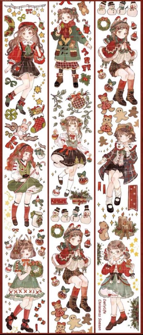 クリスマスSET ★ 海外 マスキングテープ マステ PET 装飾 人物 金ホロ