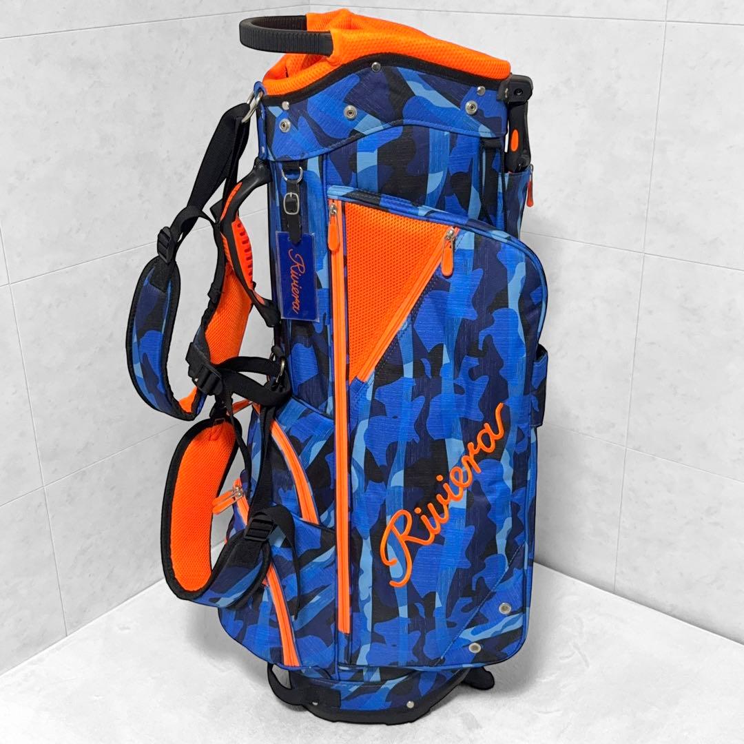【美品】Riviera キャディバッグ ネイビー/オレンジ 迷彩