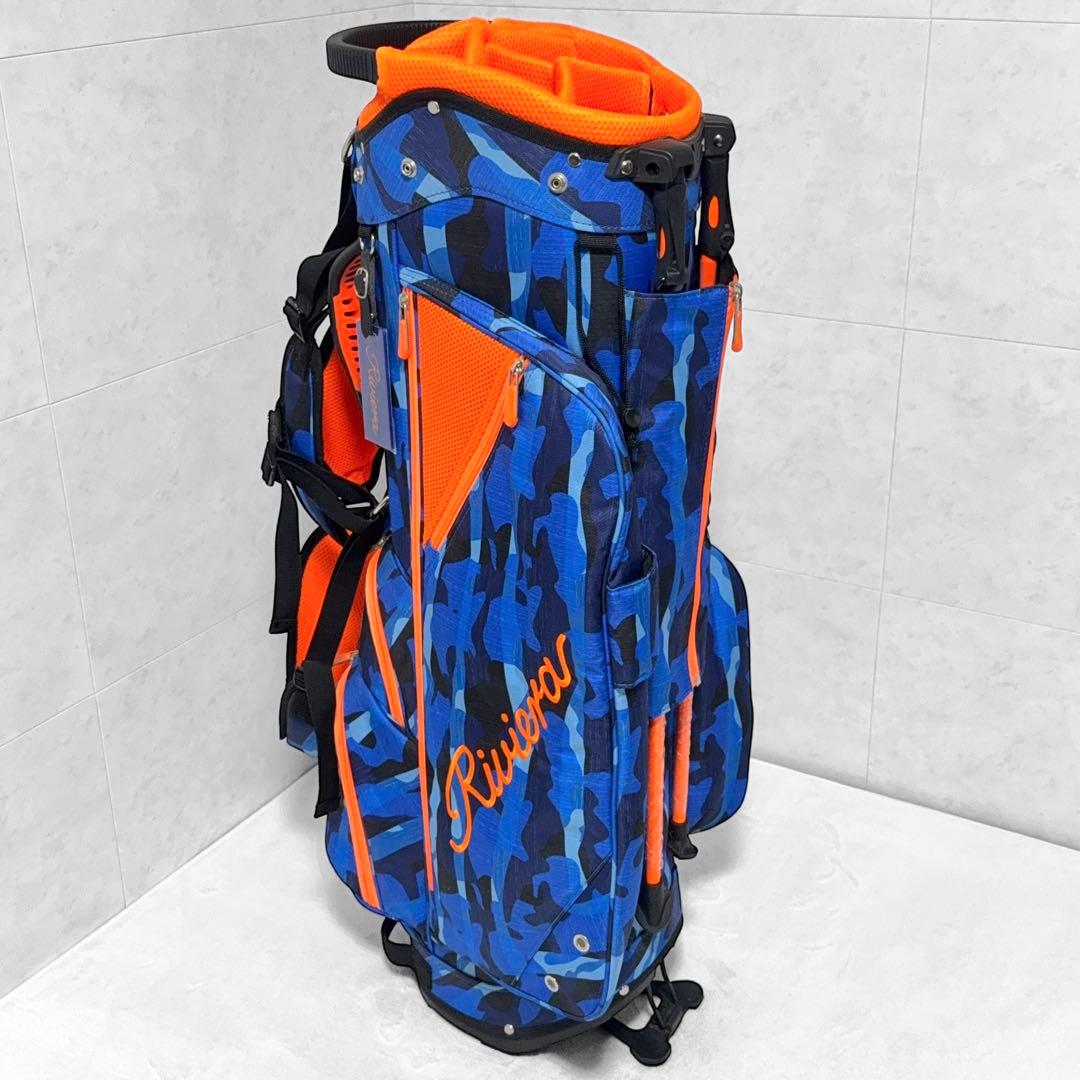 【美品】Riviera キャディバッグ ネイビー/オレンジ 迷彩