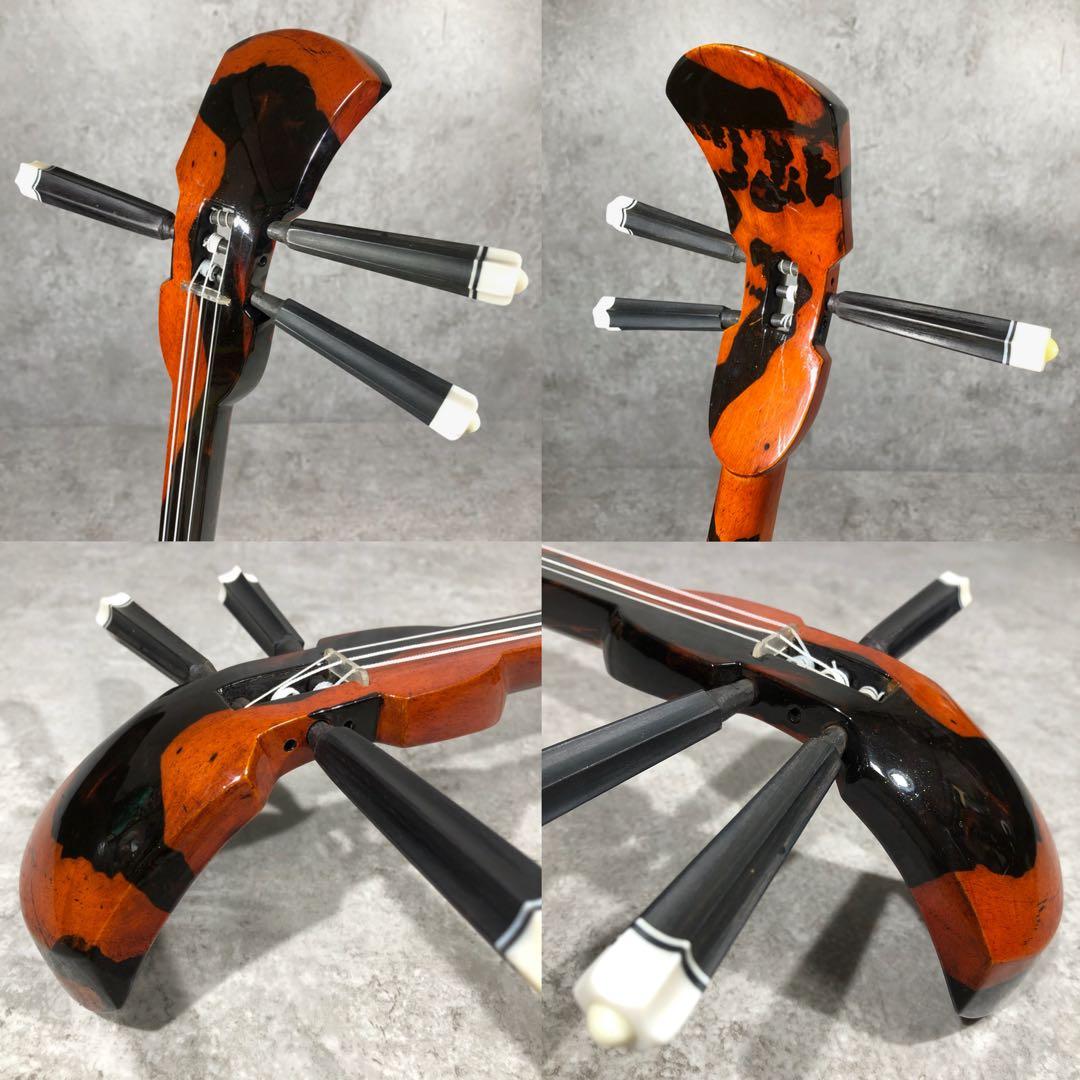 美品 高級 沖縄三線 本島産黒木 クルチ 本蛇皮 一枚張り 三線 ピックアップ付