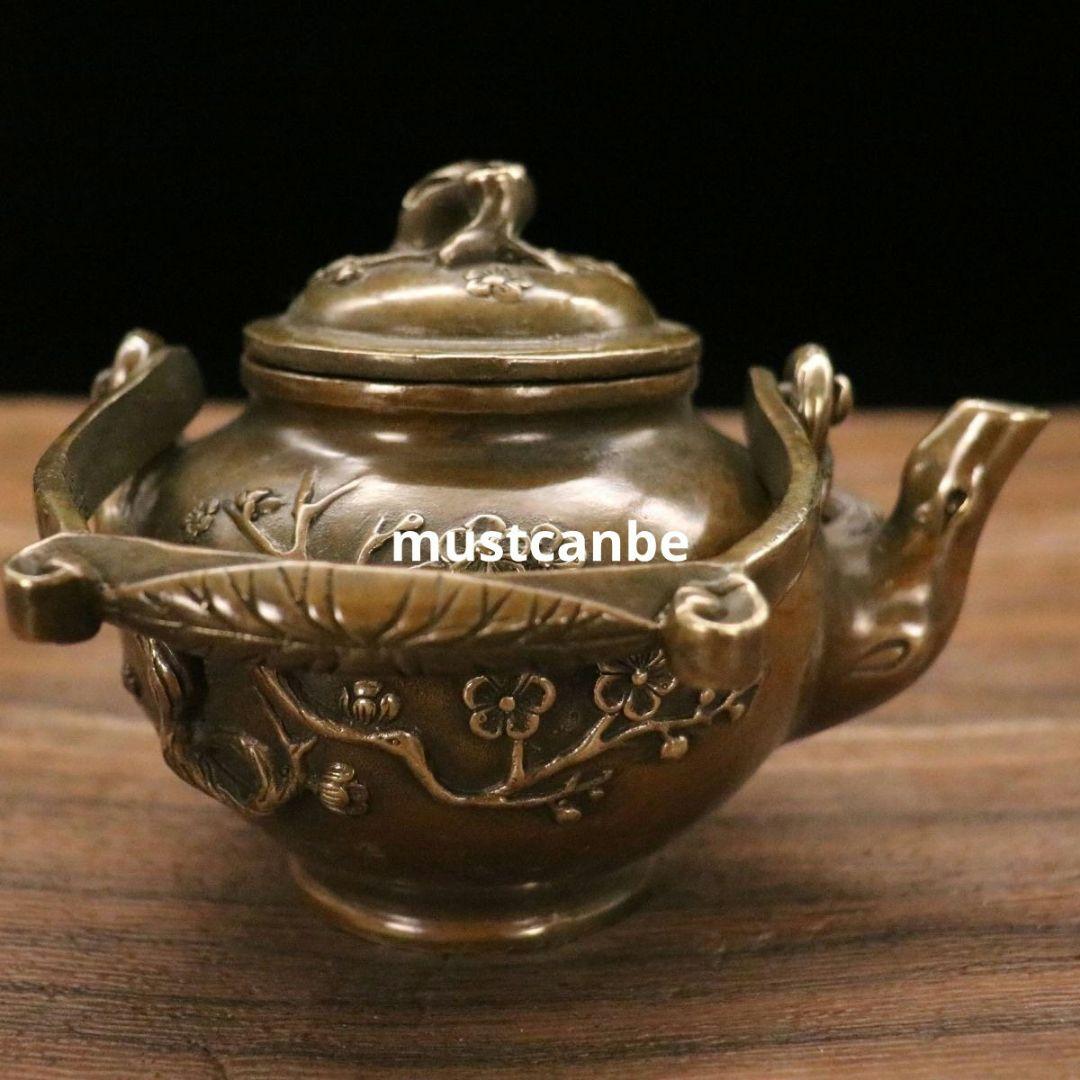 銅器 茶壺 梅花壺 煎茶器 茶道具 装飾品 工芸品 置物