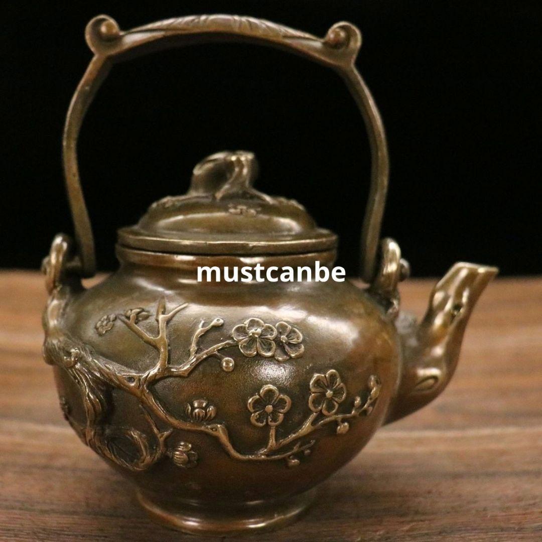 銅器 茶壺 梅花壺 煎茶器 茶道具 装飾品 工芸品 置物