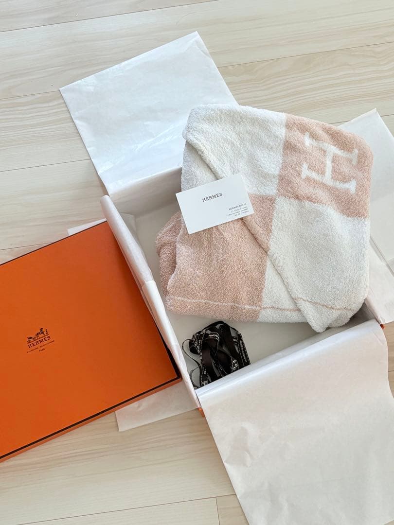 レア　HERMES アヴァロン ベビー バスラップ おくるみ バスタオル