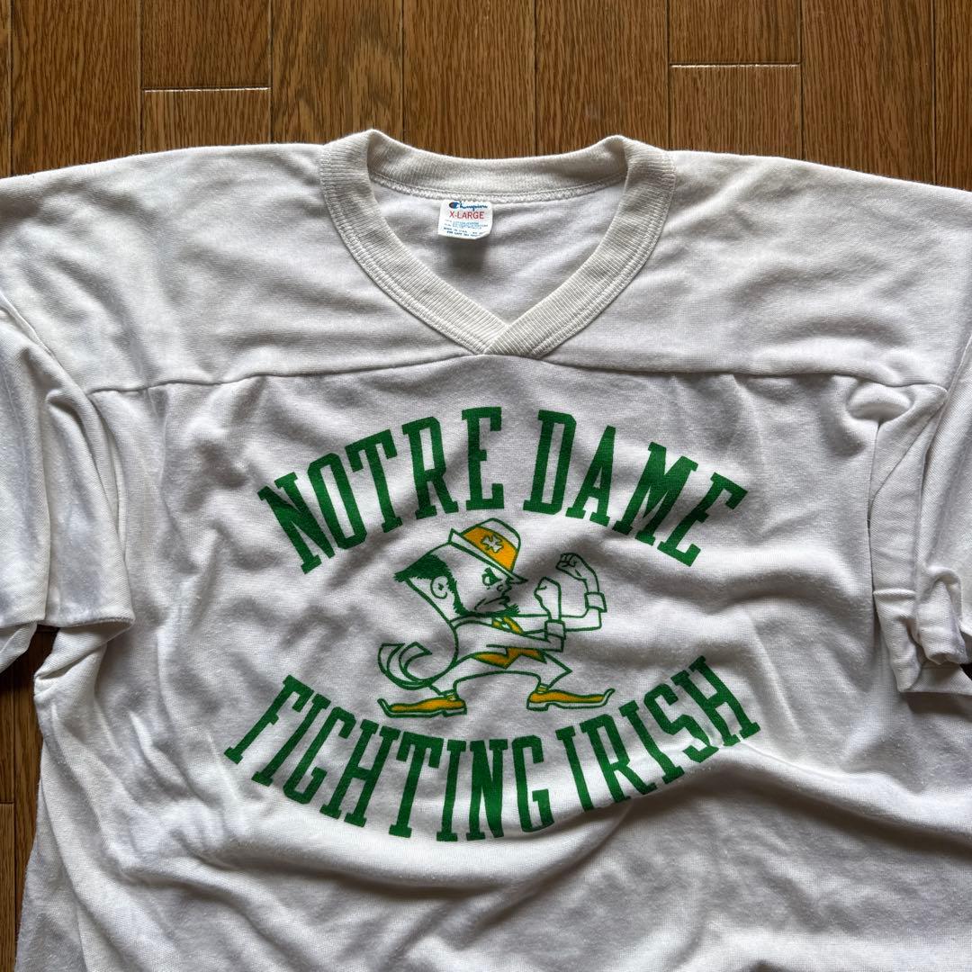 80s トリコタグ チャンピオン フットボールT 染み込み XLサイズ