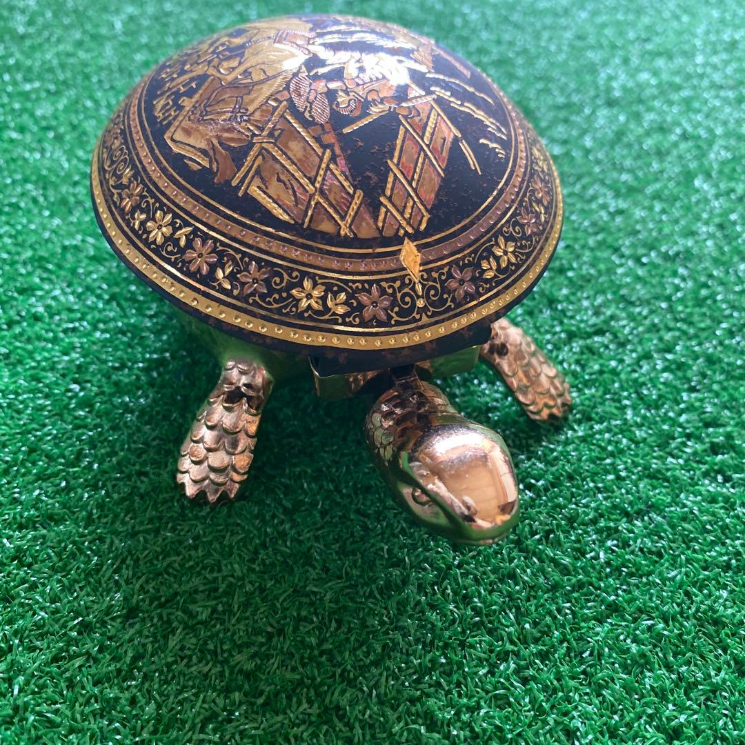 希少品　ダマスキナード　スペイン　金象嵌　亀　呼び鈴