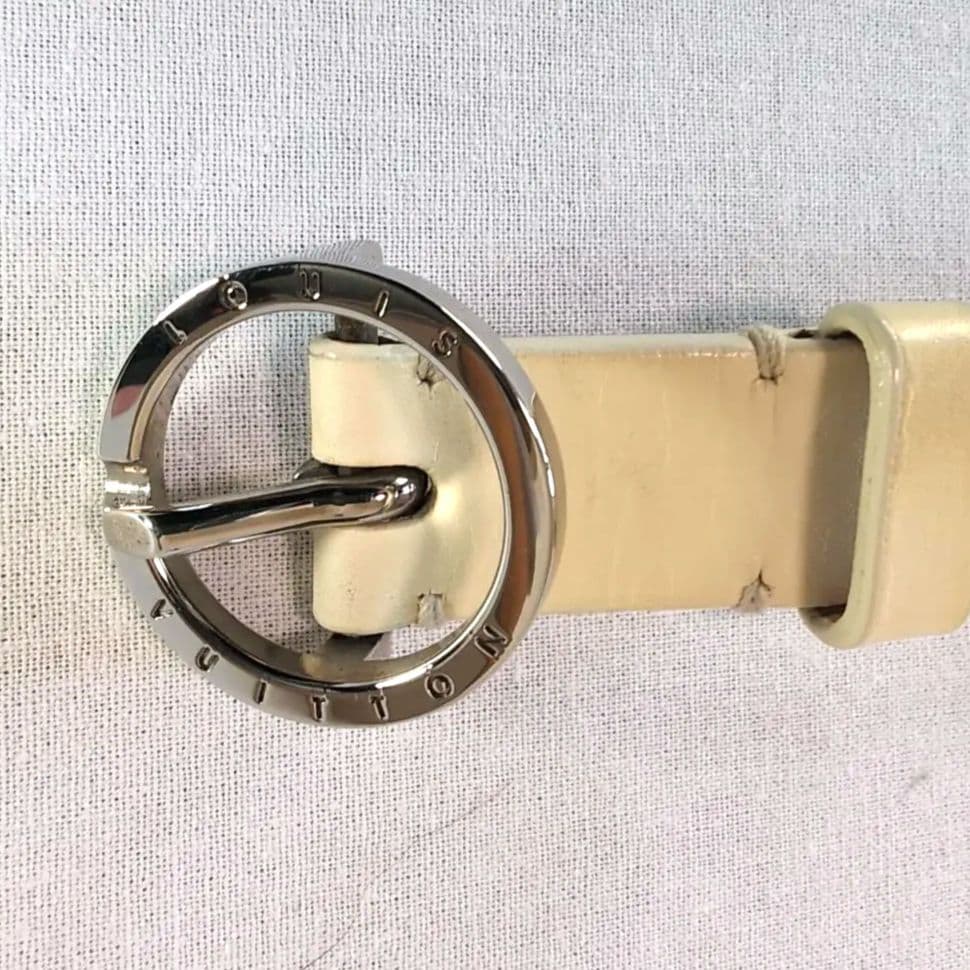 LV サークルロゴ ベルト 白 幅2cm 88cm±5 L相当 ゴルフ向き117