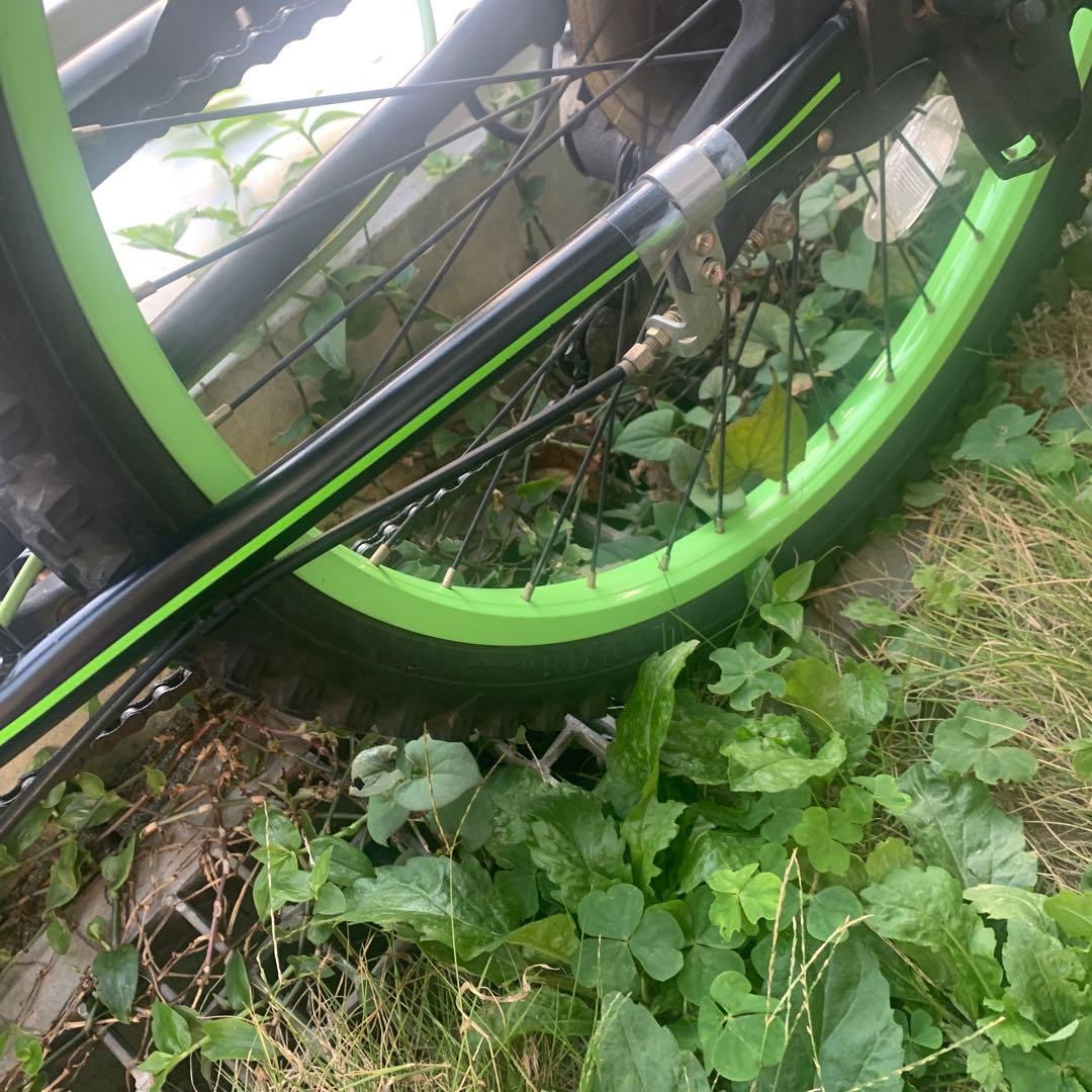 子供用自転車 黒と緑の回路デザイン