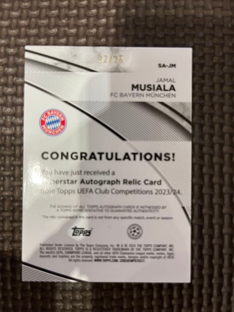 ムシアラ　メモラビリア•auto(サイン)カード　25シリ