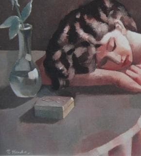 前田利昌、【夢みる女】、希少な額装用画集より、新品額装付、状態良好