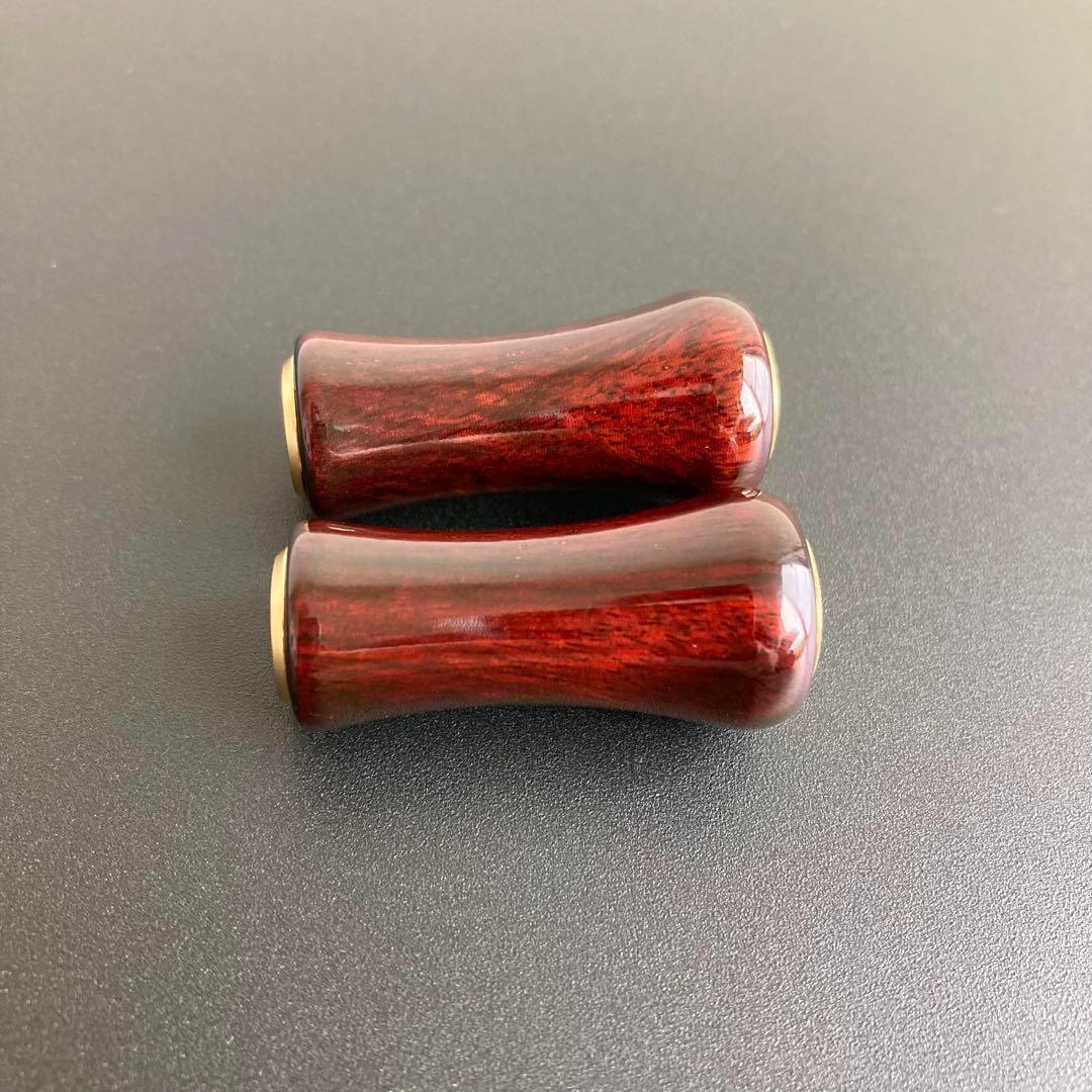 ウッドノブ 天然木/ゴールド 2個 ダイワ・シマノ対応 鏡面仕上げ ベアリング付