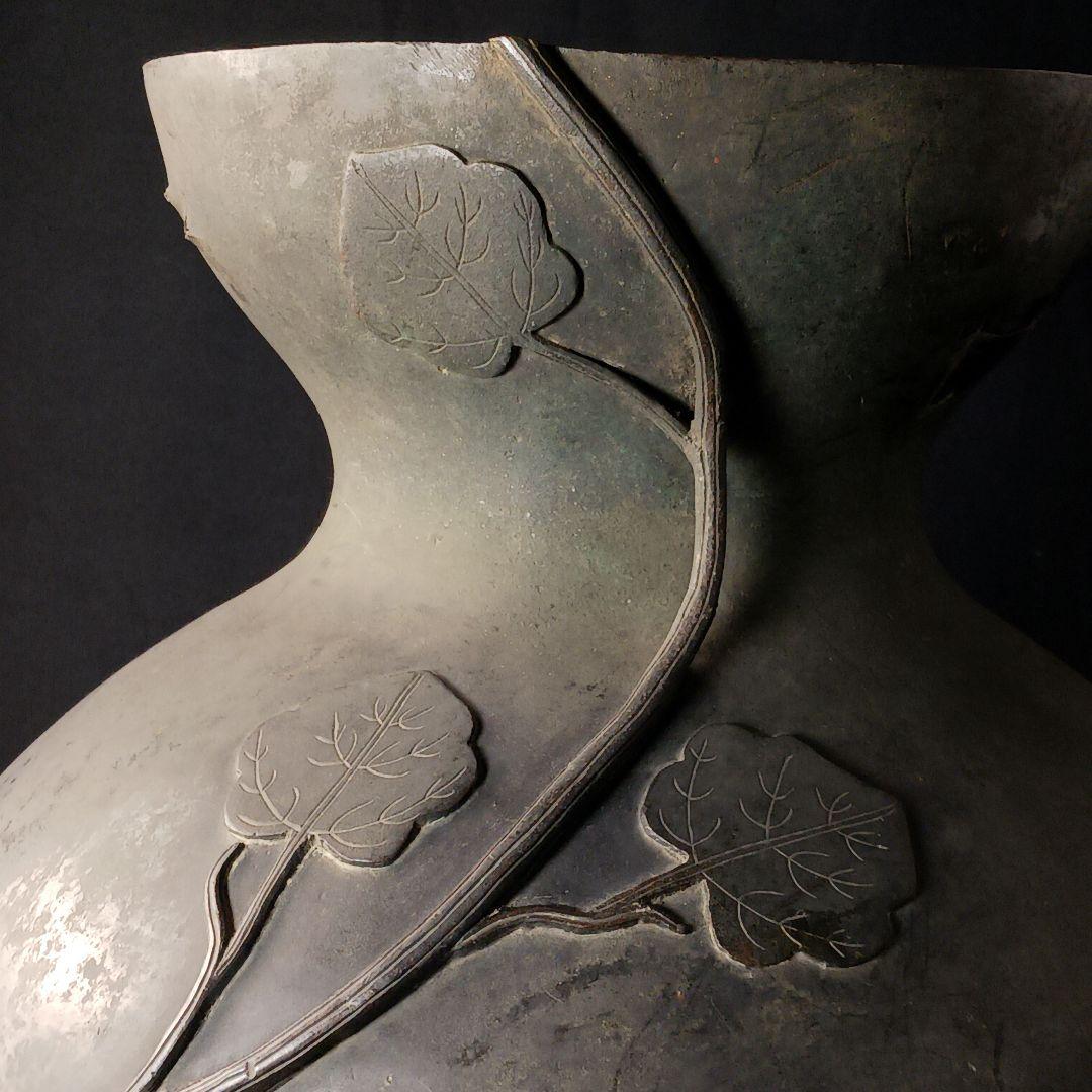 H324 大阪城本丸慶長年号 古銅製大花瓶 高42cm