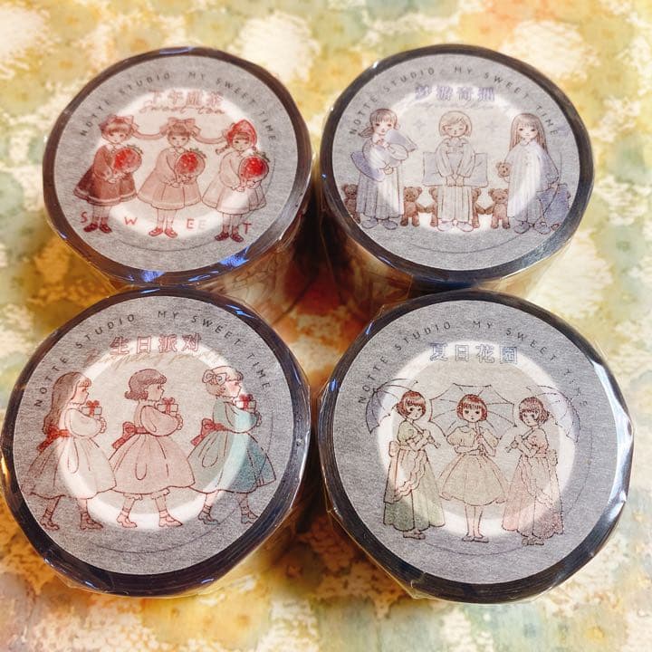 ×海外マスキングテープ 巻売り 4本セット 人物マスキングテープ