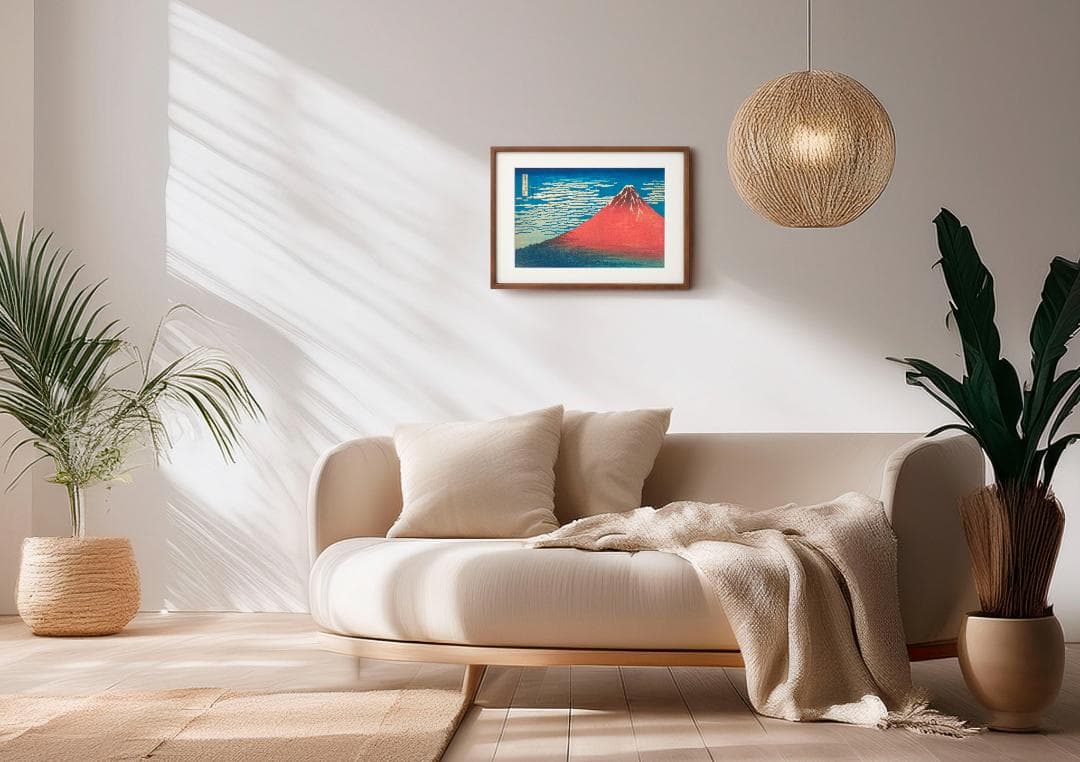 葛飾北斎 凱風快晴 赤富士 ジークレー 版画 和紙 複製画 額 額付き