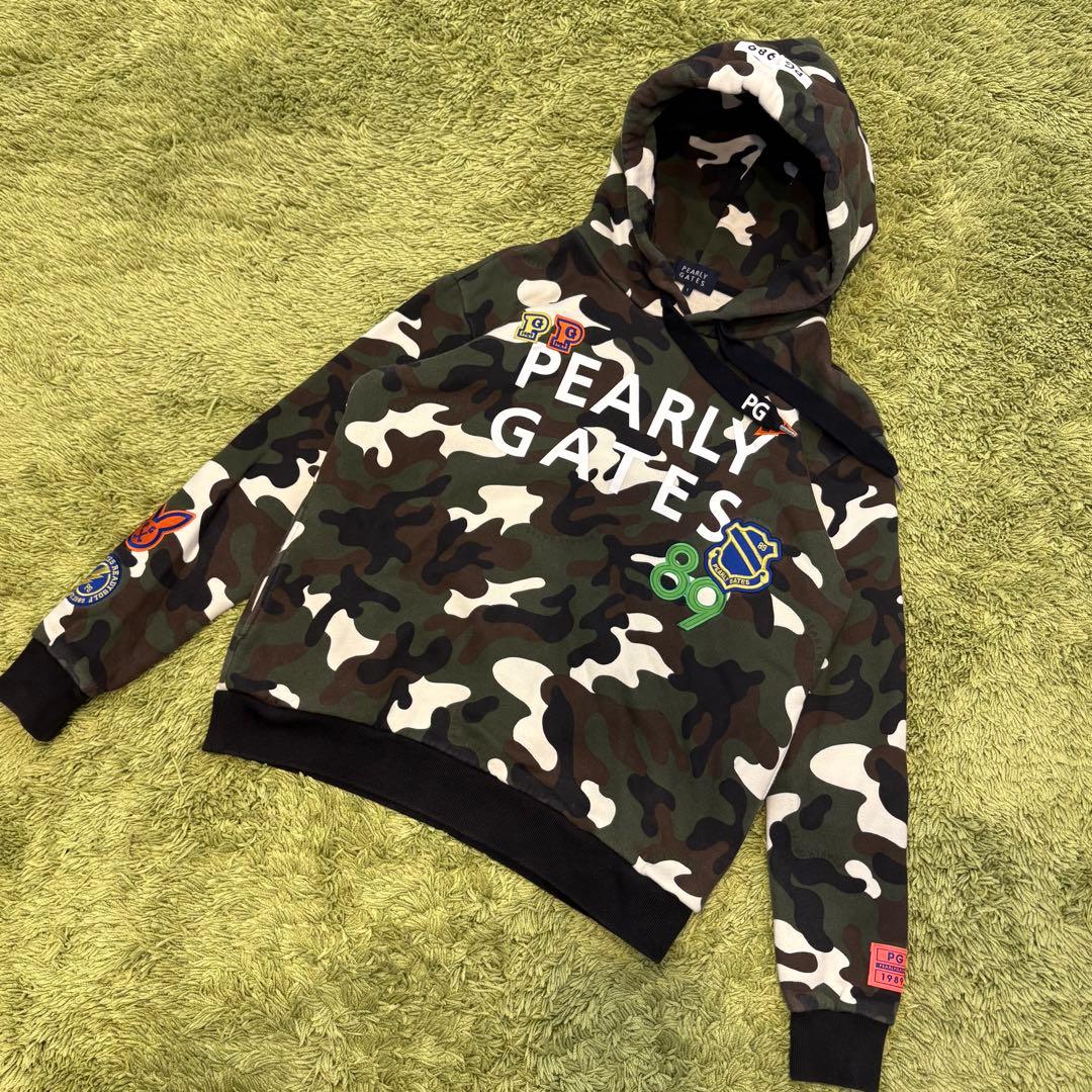 パーリーゲイツ PEARLYGATES パーカー 迷彩 カモフラ ワッペン 1