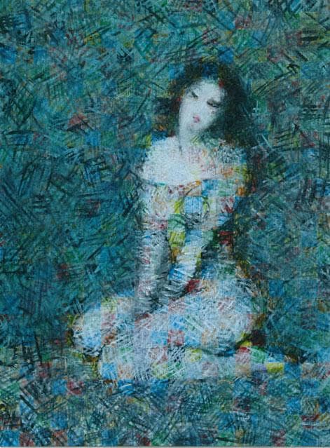 油絵 菅家令子 絵 絵画 インテリア uF6-010611 人物女性