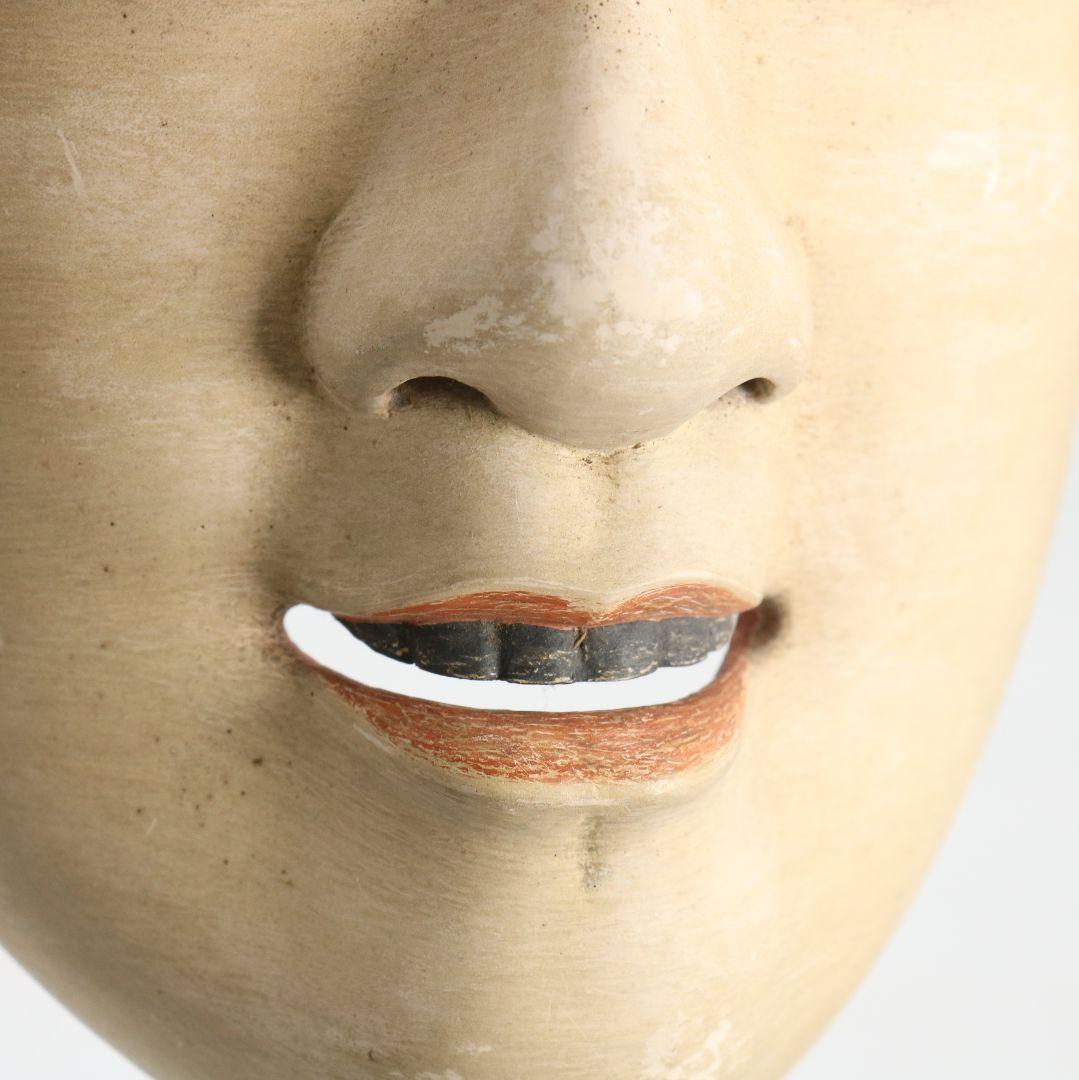 在銘 能面 若女 彩色木彫　AC1019