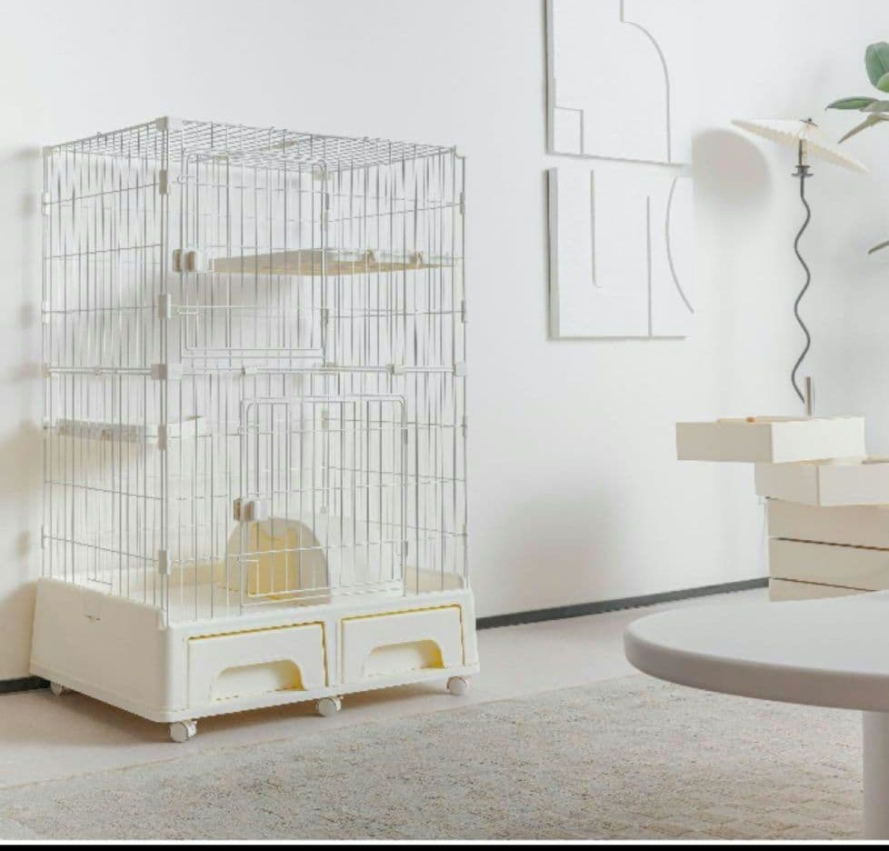 アイリスオーヤマ♡トイレ一体型、キャットケージ グレー2段♡