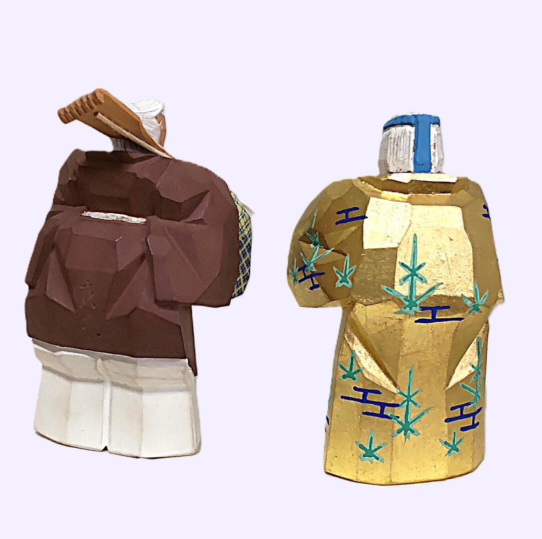 一刀彫 高砂 奈良一刀彫 奈良人形 木嶋良宗 工芸品 置物 共箱