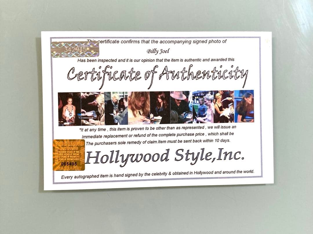 ビリー・ジョエル直筆サイン入り2Lサイズ写真…Billy Joel