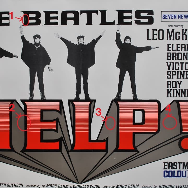 HELP!/BEATLES/オリジナル・ポスター/1965年英国映画/ビートルズ