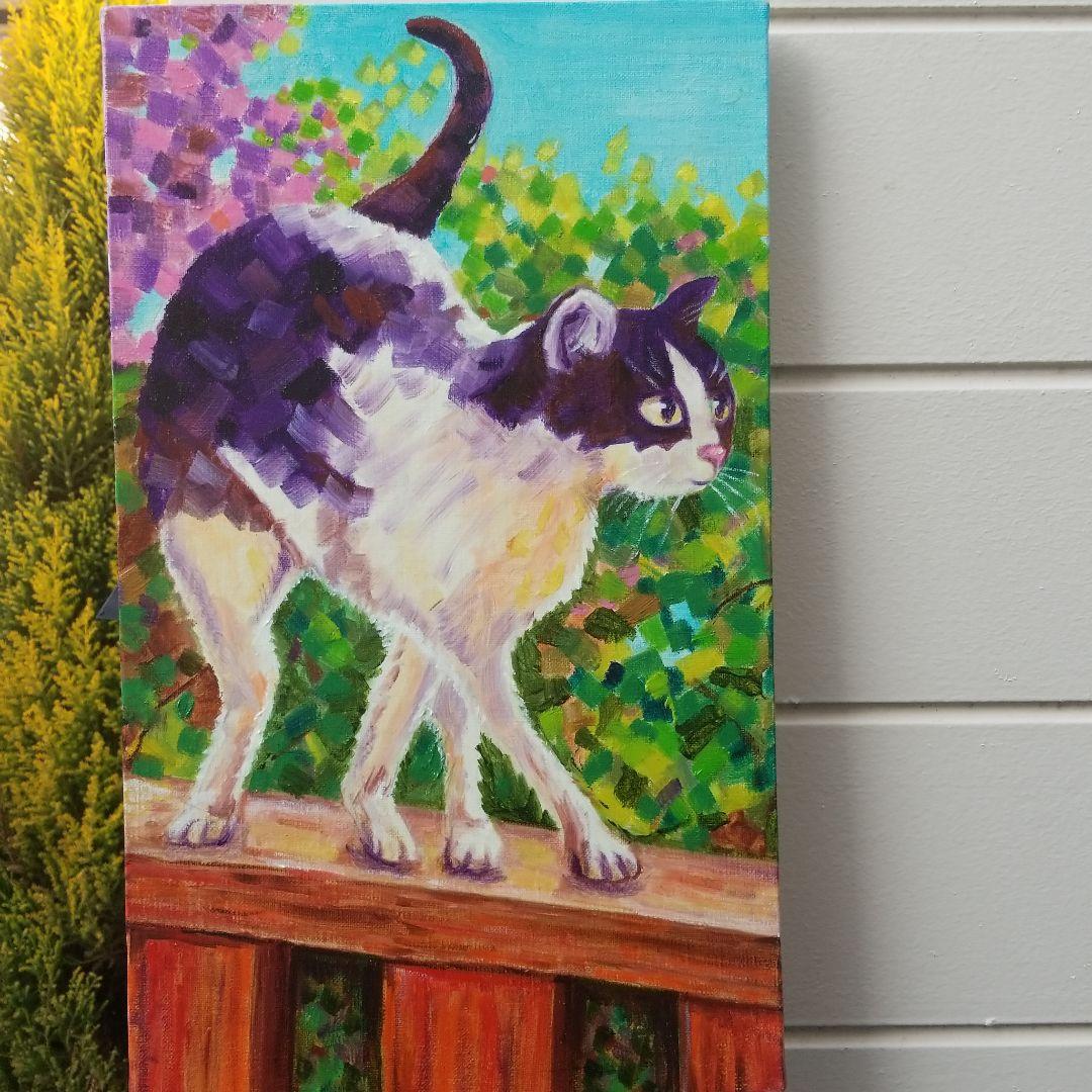油絵　専用　向きを変える猫　 縦大きめ45.5cm
